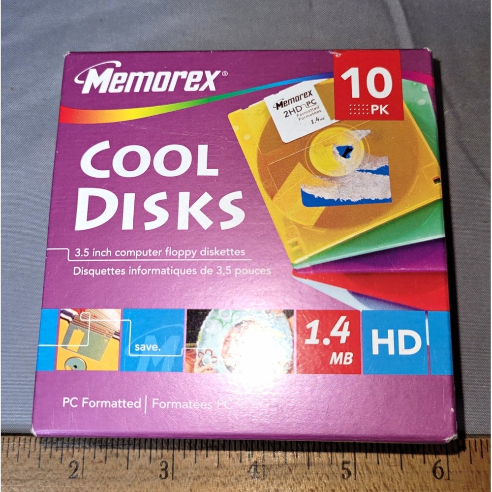 Memorex Cool Disks 3.5" HD 1.4MB PC Formatted Floppy Disks 10 Pack